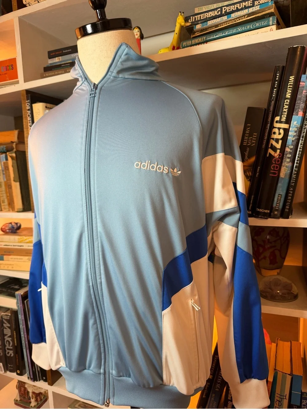 adidas Light Blue White and Royal Blue Track Jacket
